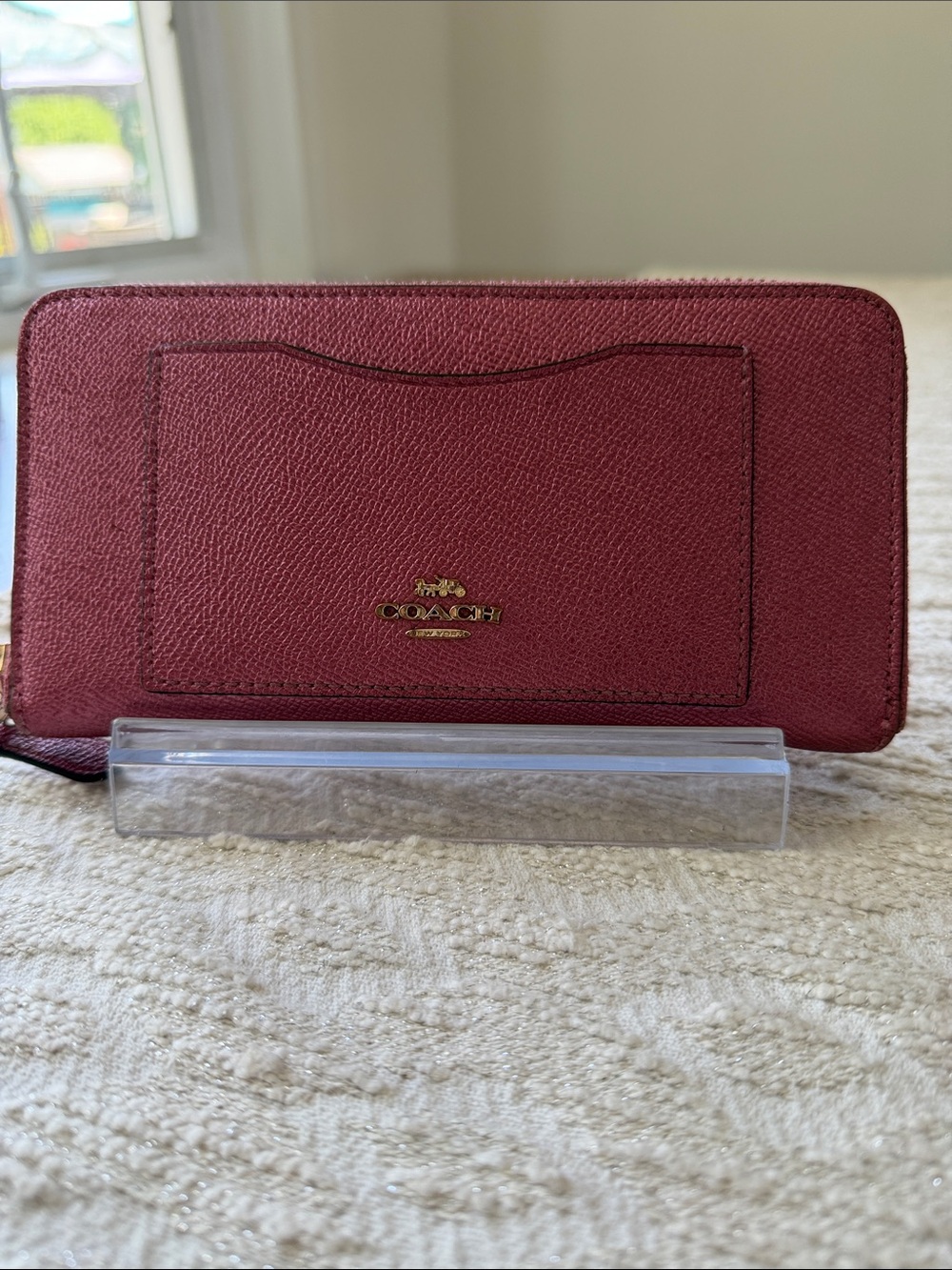 Coach Accordion Zip Wallet in Metallic Blush Rose F21068